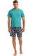 Vamp Men's Summer Cotton Pajamas Set Green