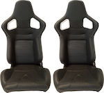 Carner RS Καθίσματα Bucket από Δερματίνη Μαύρο με Άσπρες Ραφές Σετ 2τμχ