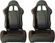 Carner Apollo Sport Set de scaune auto Scaun auto Καθίσματα Bucket από Δερματίνη Μαύρο με Κόκκινες Ραφές 2τμχ Negru 0017154