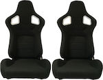 Carner RS Car Seat Set Bucket Καθίσματα Bucket Υφασμάτινα Μαύρο με Άσπρες Ραφές Σετ 2τμχ Black