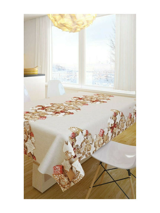 Saint Clair 2026 Weihnachts- Tischtuch Karo Stoff Beige B145xL145cm. 1Stück 1719030217077