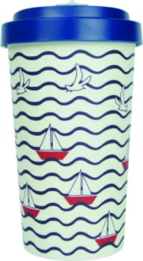 Woodway Summer Mug Bamboo with Lid Blue 500ml
