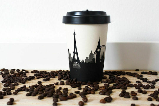 Woodway Around the World Mug Bamboo with Lid Black 500ml