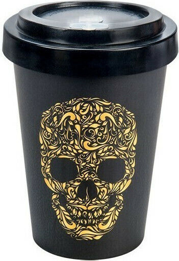Woodway Skull Чаша от Бамбук с Капак Черна 400 ml