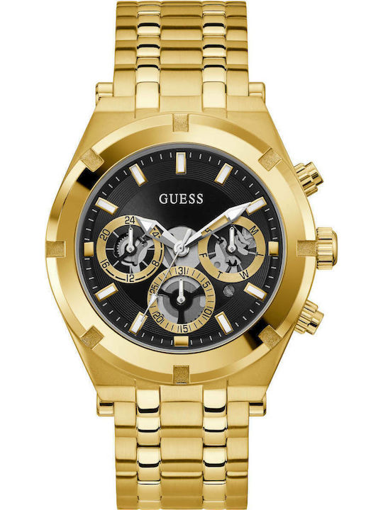 Guess Continental Men's Watch 44mm Chronograph Battery with Gold Metal Bracelet