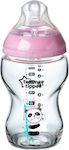 Tommee Tippee Γυάλινο Μπιμπερό Closer To Nature Κατά των Κολικών με Θηλή Σιλικόνης 250ml για 0+ μηνών Pink Panda