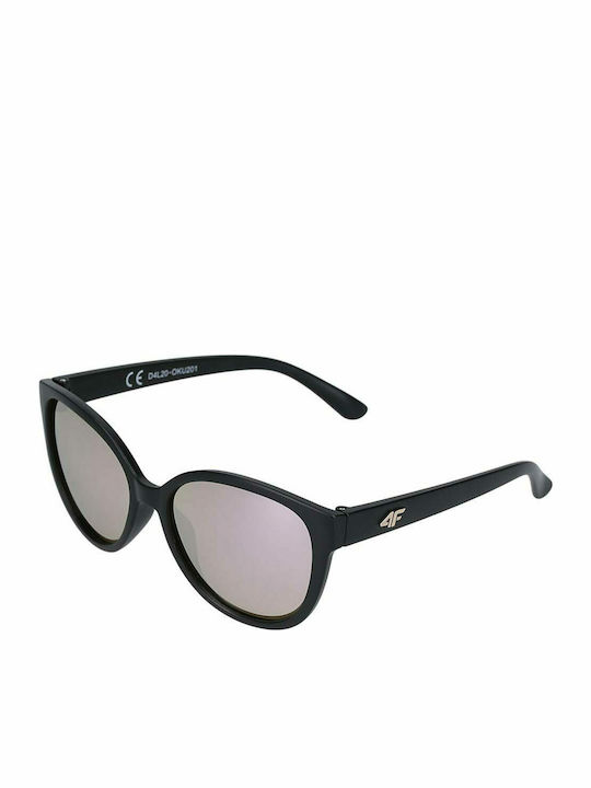 4F Sunglasses with Black Plastic Frame and Black Mirror Lens H4L21-OKU064-56S