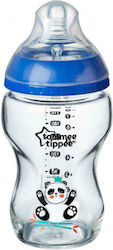 Tommee Tippee Glass Bottle Closer To Nature Anti-Colic with Silicone Nipple for 0+, 0+ m, months Blue Panda 250ml 1pcs