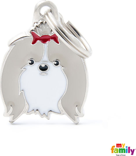 My Family Friends Shih Tzu Etichetă Pentru Identificarea Câinelui Gri Metalică Personalizată