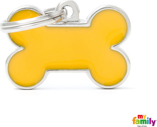 My Family Etichetă Mică Handmade Pentru Identificarea Câinilor Os Galben Metalic Personalizată