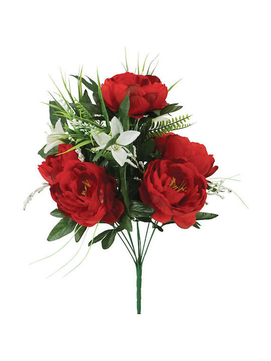 Marhome Strauß aus Künstlichen Blumen Ρίζα Νεραγκούλα Rot 50cm 1Stück