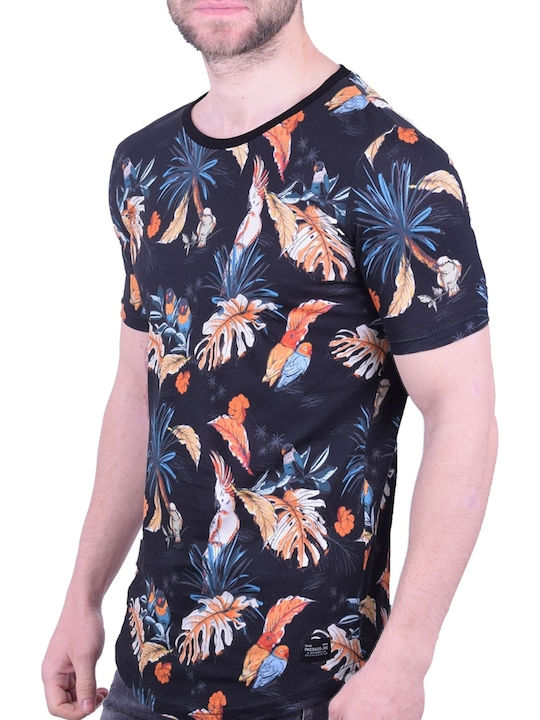 Paco & Co Ανδρικό T-shirt Μαύρο Floral