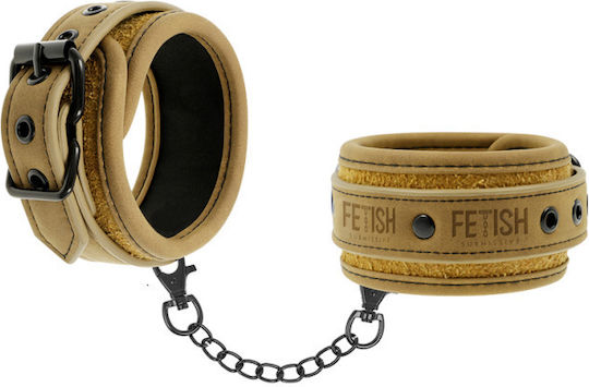 Fetish Submissive Origin Handcuffs Vegan Leather Χειροπέδες σε Καφέ Χρώμα