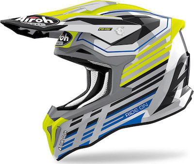 Airoh Strycker Shaded Motocross Helmet 1310gr Grey/Yellow Gloss