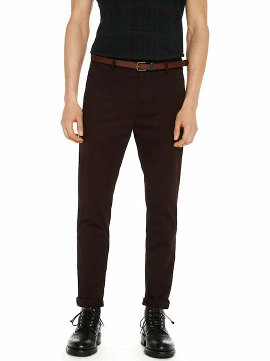 Scotch & Soda Men's Trousers Chino Elastic in Slim Fit Burgundy