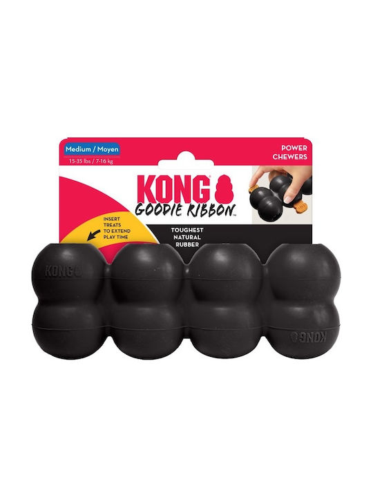 Kong Goodie Ribbon Hundespielzeug Kauen aus Gummi Mittel Schwarzes 1Stück
