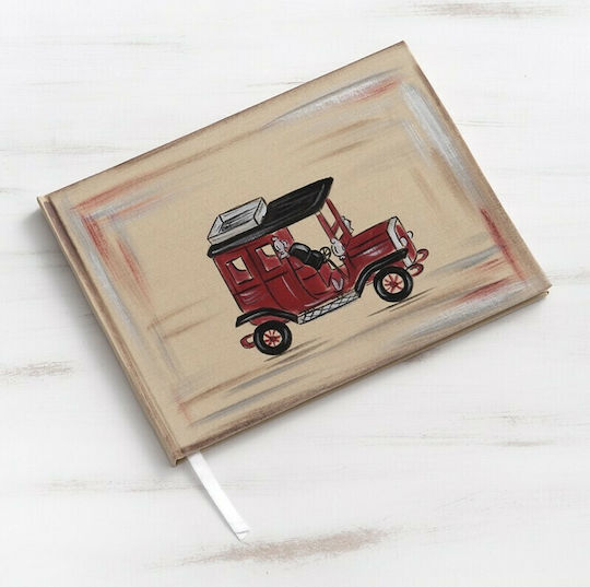 Parisis Handgefertigtes Gästebuch Auto Vintage Rotes aus Pappe