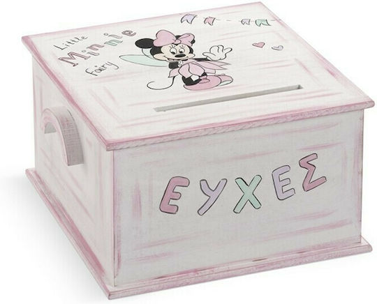 Παρίσης Χειροποίητο Κουτί Ευχών Minnie Ροζ από Ξύλο