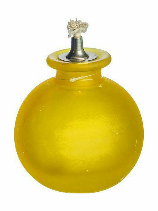 JK Home Decoration With Wick Candle Holder Glass Yellow 11x11x14cm 1pcs
