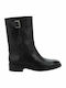 Leder Stiefeletten Damen Schwarz