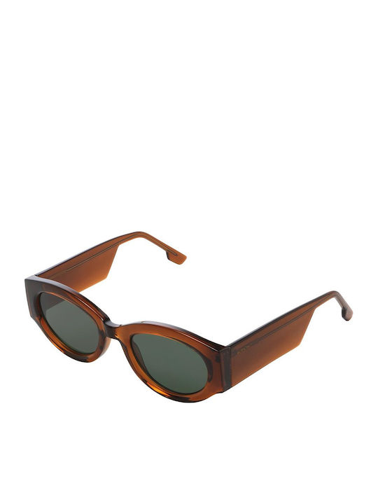 Komono Dax Women's Sunglasses with Brown Plastic Frame and Green Lens KOM-S6654