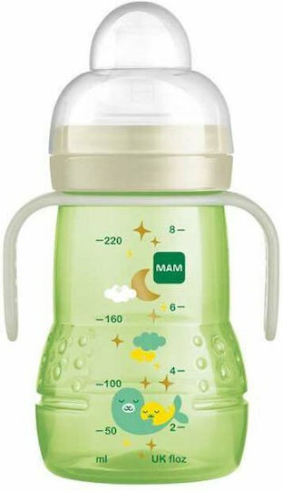 Mam Trainer + Night Educational Sippy Cup Plastic with Handles Green Green for 4m+m+ 220ml