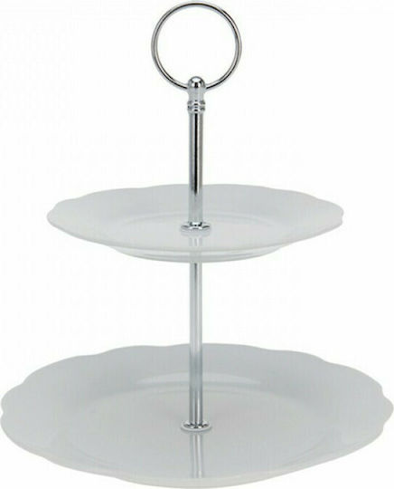 Zaros Porzellan Etagere 2 Etagen Weiß Ø23xH23cm 1Stück