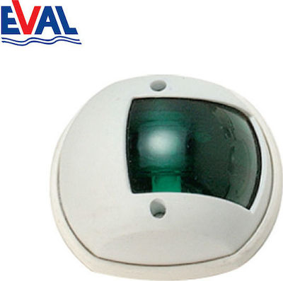 Eval Boat Light Without Mast Green Side Light with White Housing 03010-W