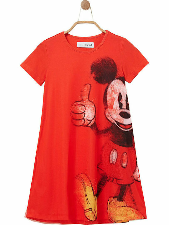 Mickey Mouse Παιδικό Φόρεμα Κοντομάνικο Πορτοκαλί