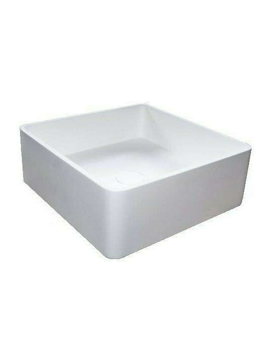 S18 Solid Surface Надеждна мивка от синтетичен материал 40x40x15см Бял