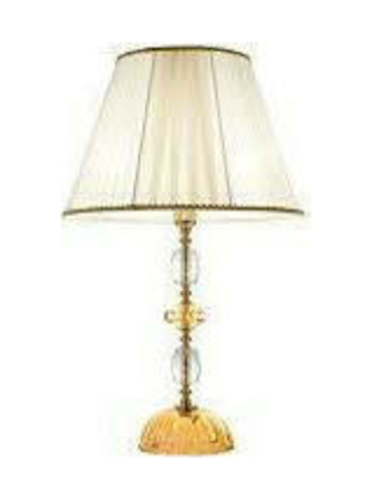 Ondaluce Patricia Glass Table Lamp for Socket E27 with Beige Shade and Gold Base
