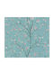 Wallpaper Floral Vinyl Turquoise L1005xW53cm Washable