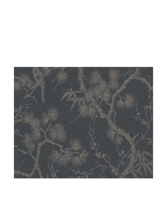 Wallpaper Floral Vinyl Black L1005xW53cm Washable