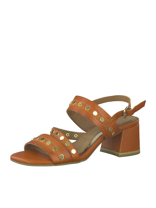 Marco Tozzi Leather Women's Sandals Tabac Brown