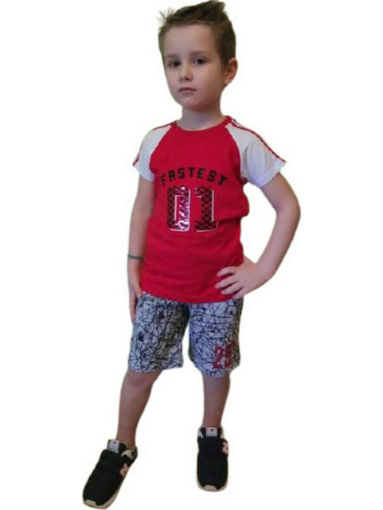 Hashtag Kids Set with Shorts Summer 2pcs Red