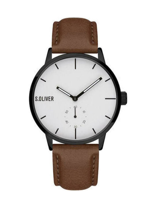 s.Oliver Ceas Barbat 41mm Baterie cu Curea din piele Maro