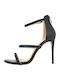 Gianna Kazakou Sorbeda Leather Women's Sandals with Thin High Heel In Black Colour