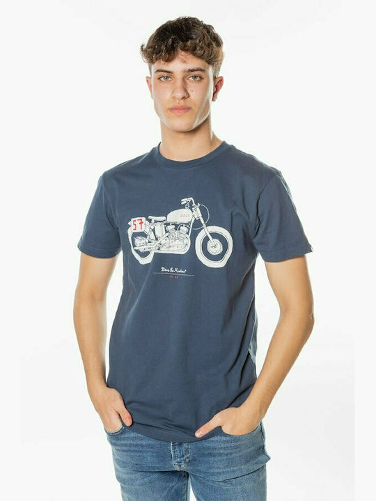 Deus Ex Machina The KR T-shirt Bărbătesc cu Mânecă Scurtă Albastru marin