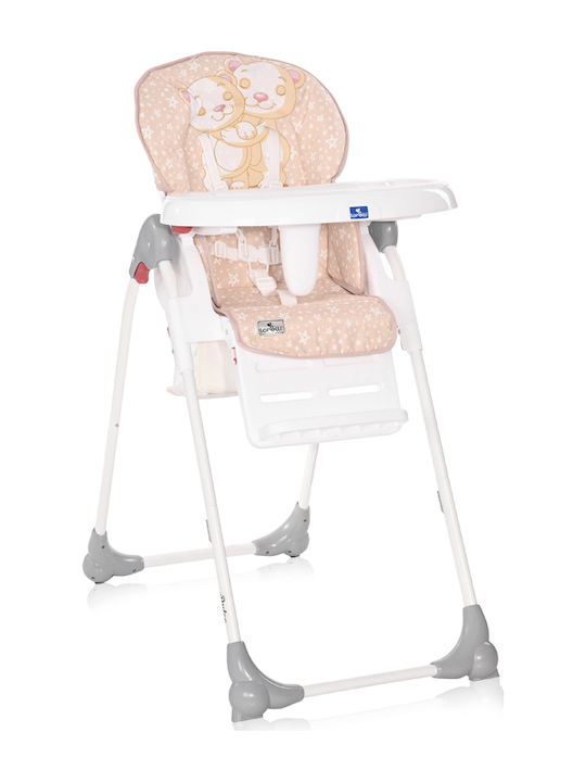 Lorelli Dulce Pliabil Scaun de masă pentru bebeluși cu cadru metalic și scaun din material textil Pink