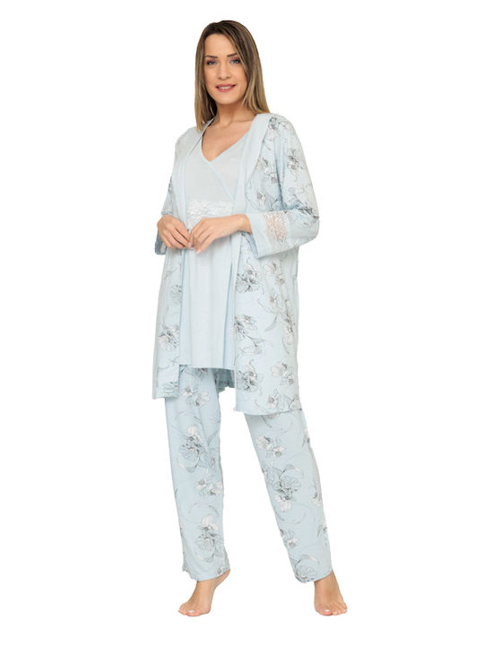 Damen Blumen Pyjama Set (29012)