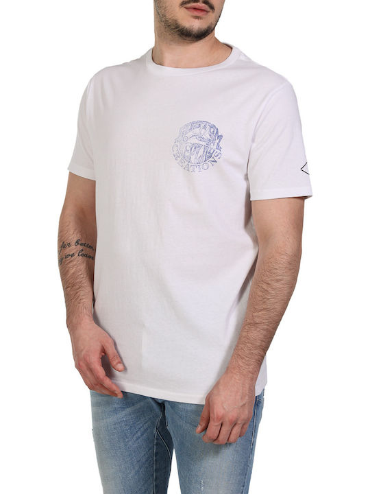 Replay T-shirt Bărbătesc cu Mânecă Scurtă Alb