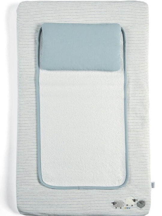 Mamas & Papas Weiche Wickelauflage mit Abdeckung Contour Welcome To The World aus Stoff Blue 46x80cm