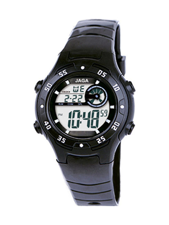 Jaga M107X Kinder Digitaluhr mit Kautschuk/Plastik Armband Schwarz