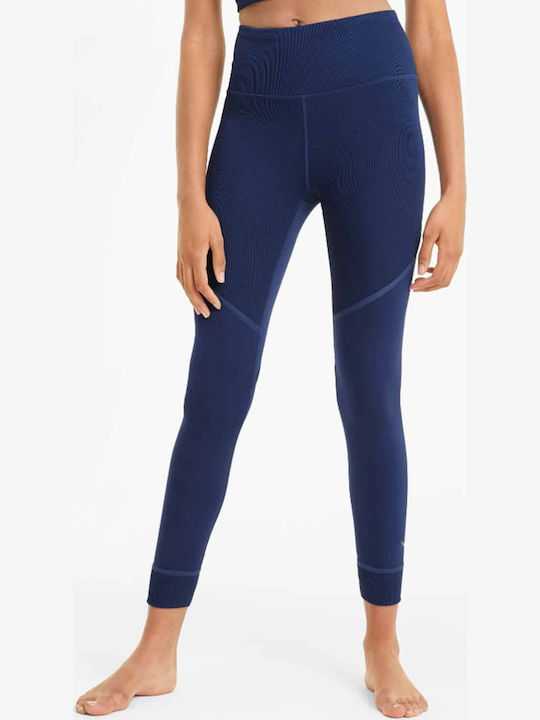 Puma Studio Rib Alergare Colanti de femei Cropped Colanti Albastru