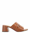 Foxy Mules με Χοντρό Χαμηλό Τακούνι σε Καφέ Χρώμα