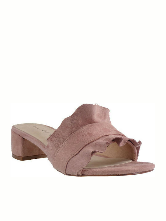 Envie Shoes V65-07874 Chunky Heel Mules Pink V65-07874-51