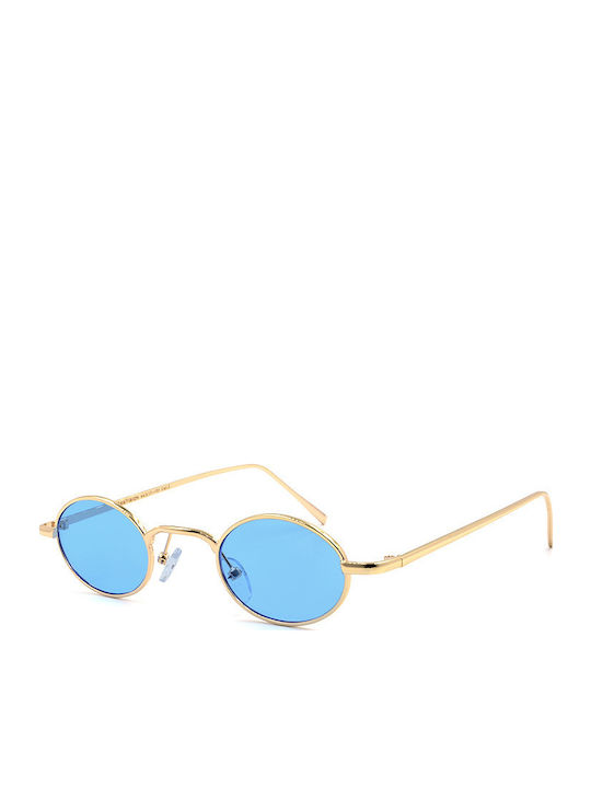 Awear Matteo Women's Sunglasses with Gold Metal Frame and Light Blue Lens