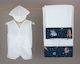 O nounos Set Christening Oilcloths White-Deep Blue 3 Pieces