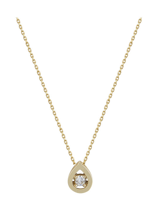 TEARDROP-SHAPED GOLD NECKLACE WITH ZIRCONIUM AND ALYSSIDA C14 GOLD SPOONS