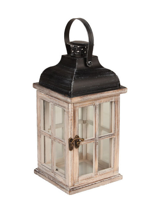 Keskor Lantern Wooden Tabletop Beige 13x13x28εκ. 1pcs